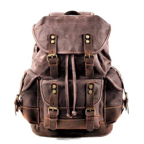 Waterproof Waxed Canvas Backpack / Leisure Rucksack - Dark Brown
