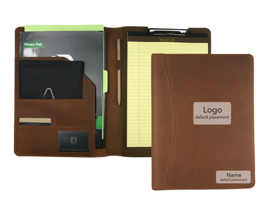 Heilolio Personalised Genuine Leather Clipboard Folder, Storage Portfolio for Legal Pad Letter Size A4 Writing Pad, Notepad ClipBoard (Tan)