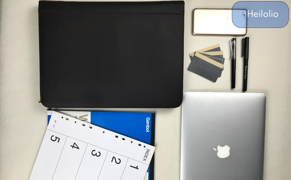 Genuine Leather Portfolio for Men, Zipper Padfolio, Personalised Leather 3 Ring Binder Fits for 13 Inch Laptop Legal Pad A4 Paper, Gift (Chocolate)