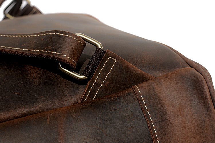 Vintage Full Grain Cowhide Leather Backpack for 15" Laptop Travel Hiking Camping Rucksack, Engraving Customization for Option