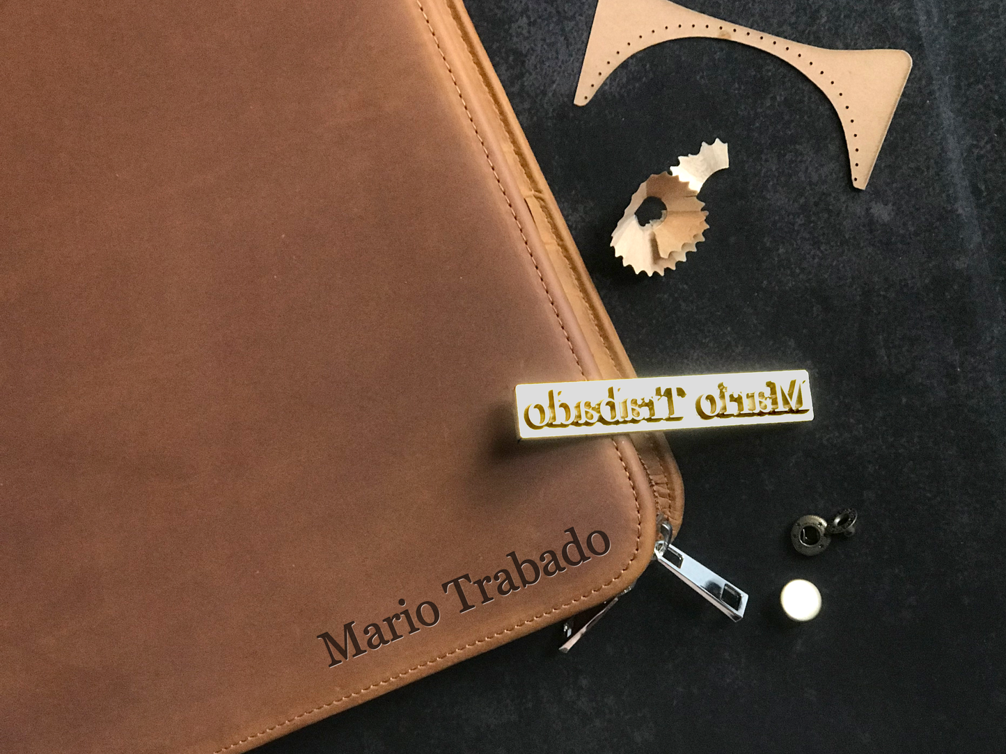 Genuine Leather Portfolio for Men/ Women, Personalised Leather 3-Ring Binder Fits for 13 Inch Laptop Legal Pad A4 Paper, Gift (Tan)