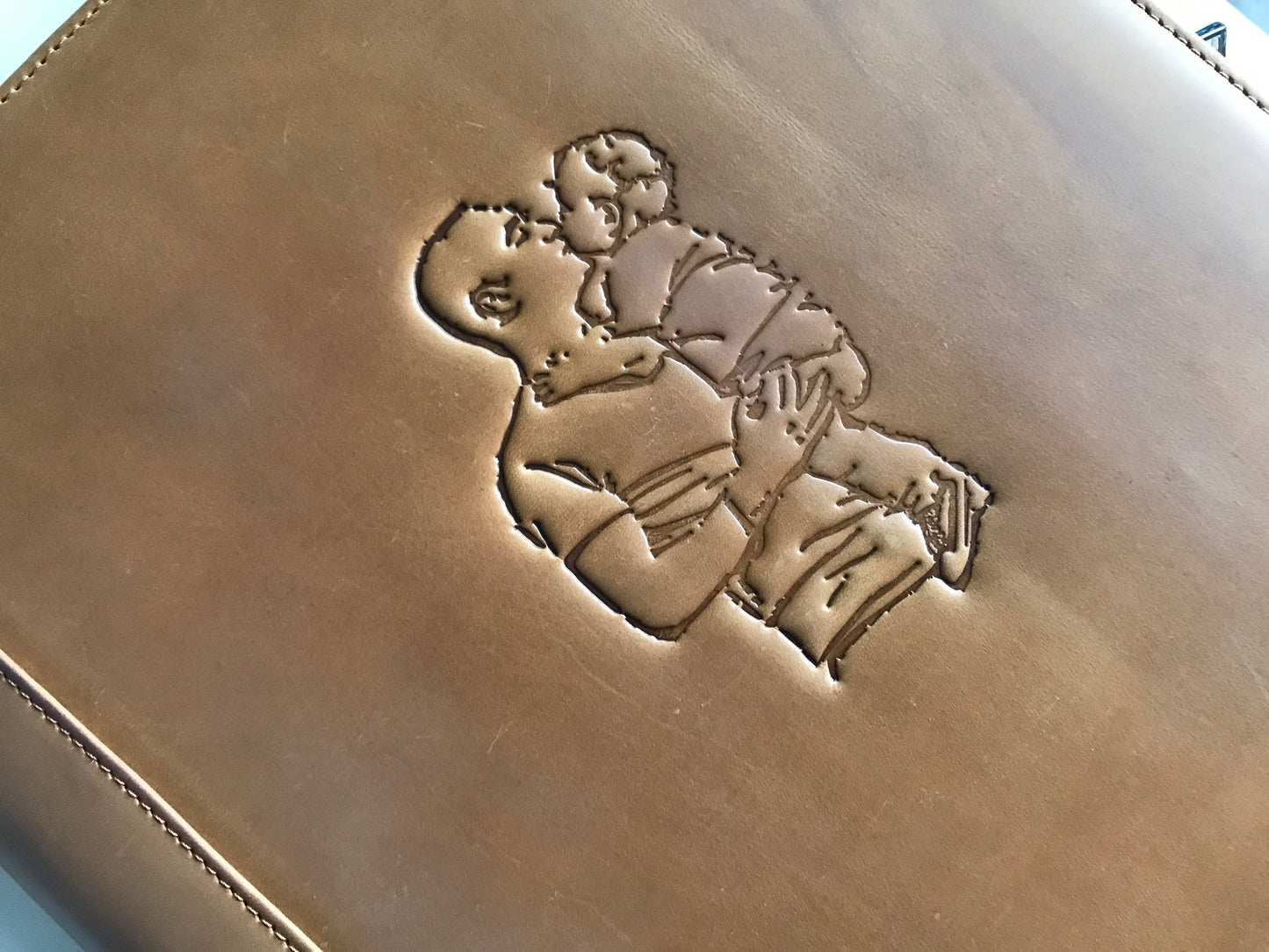 Genuine Leather Portfolio for Men/ Women, Personalised Leather 3-Ring Binder Fits for 13 Inch Laptop Legal Pad A4 Paper, Gift (Tan)