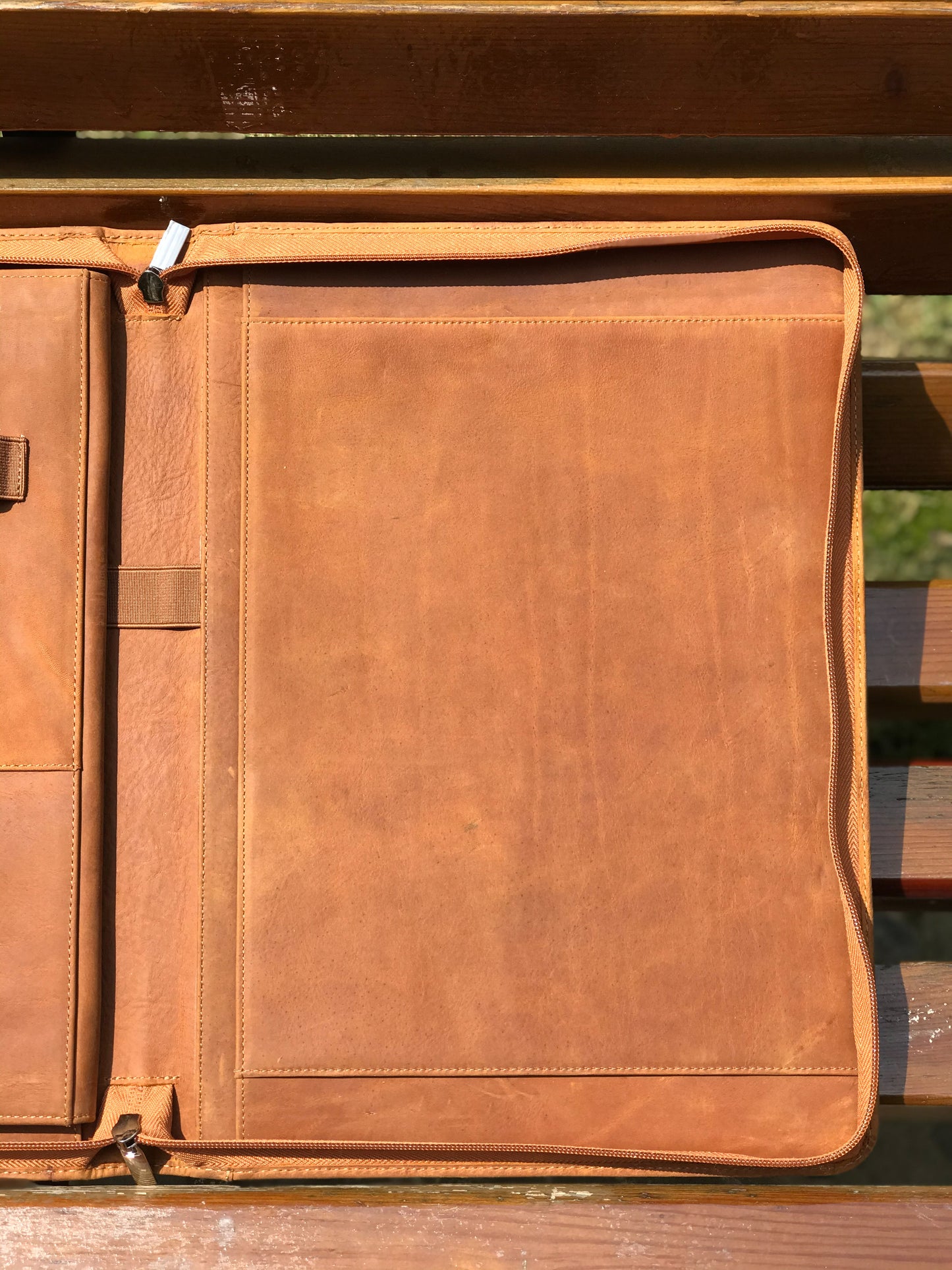 Genuine Leather Portfolio, Zipper Business Organizer, Padfolio for Legal Paper/ A4 Size Notepad/ MacBook, Birthday Gifts for Men