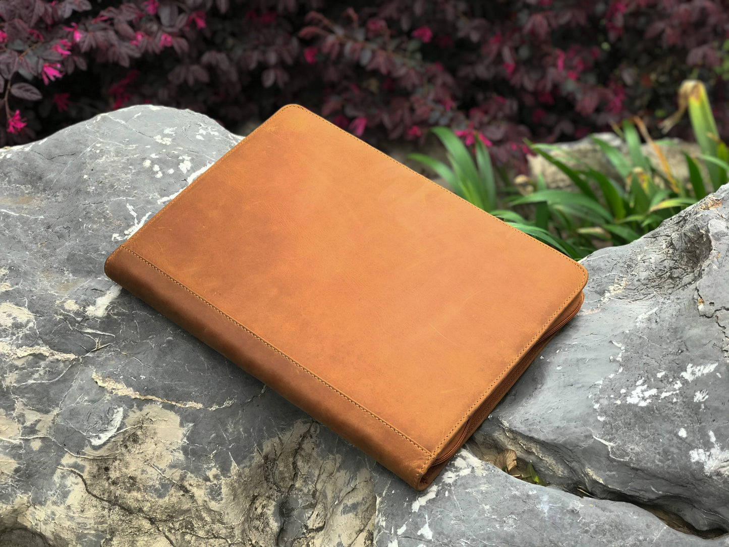 Genuine Leather Portfolio, Zipper Business Organizer, Padfolio for Legal Paper/ A4 Size Notepad/ MacBook, Birthday Gifts for Men