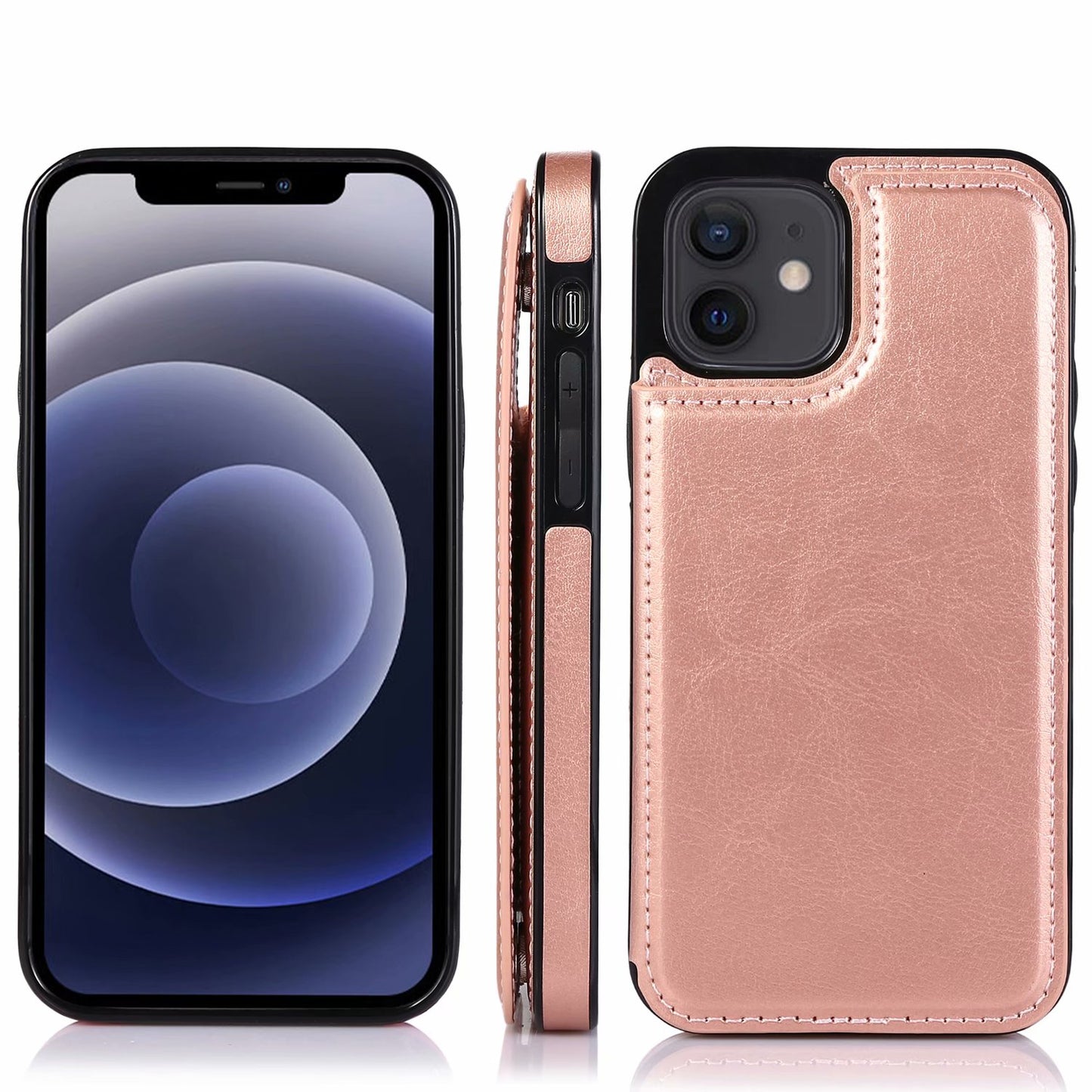 Custom Leather iPhone Case with Magnetic Button Wallet for iPhone 14/ iPhone 13/ iPhone 12/ iPhone 11/ iPhone XS/ iPhone 8/ iPhone 7/ iPhone SE