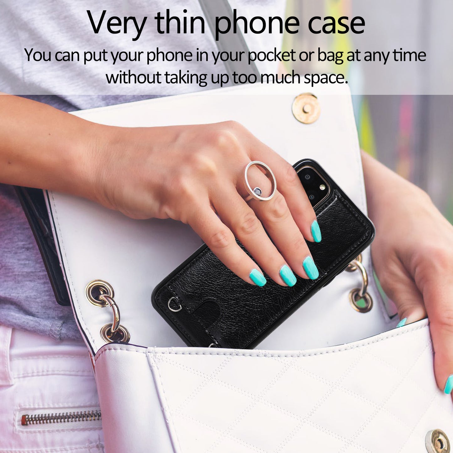 Customizable Leather iPhone Case Wallet with Shoulder Strap for iPhone 13/ iPhone 12/ iPhone 11/ iPhone XS/ iPhone 8/ iPhone 7/ iPhone SE 2nd