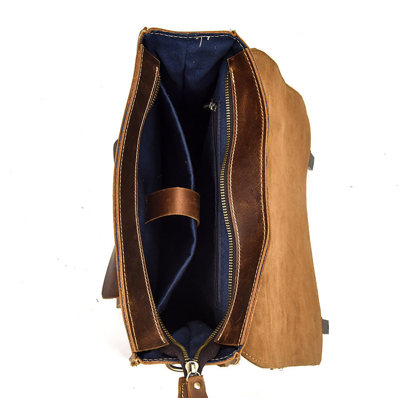 Full Grain Cowhide Leather Backpack for 14" Laptop Crossbody Bag
