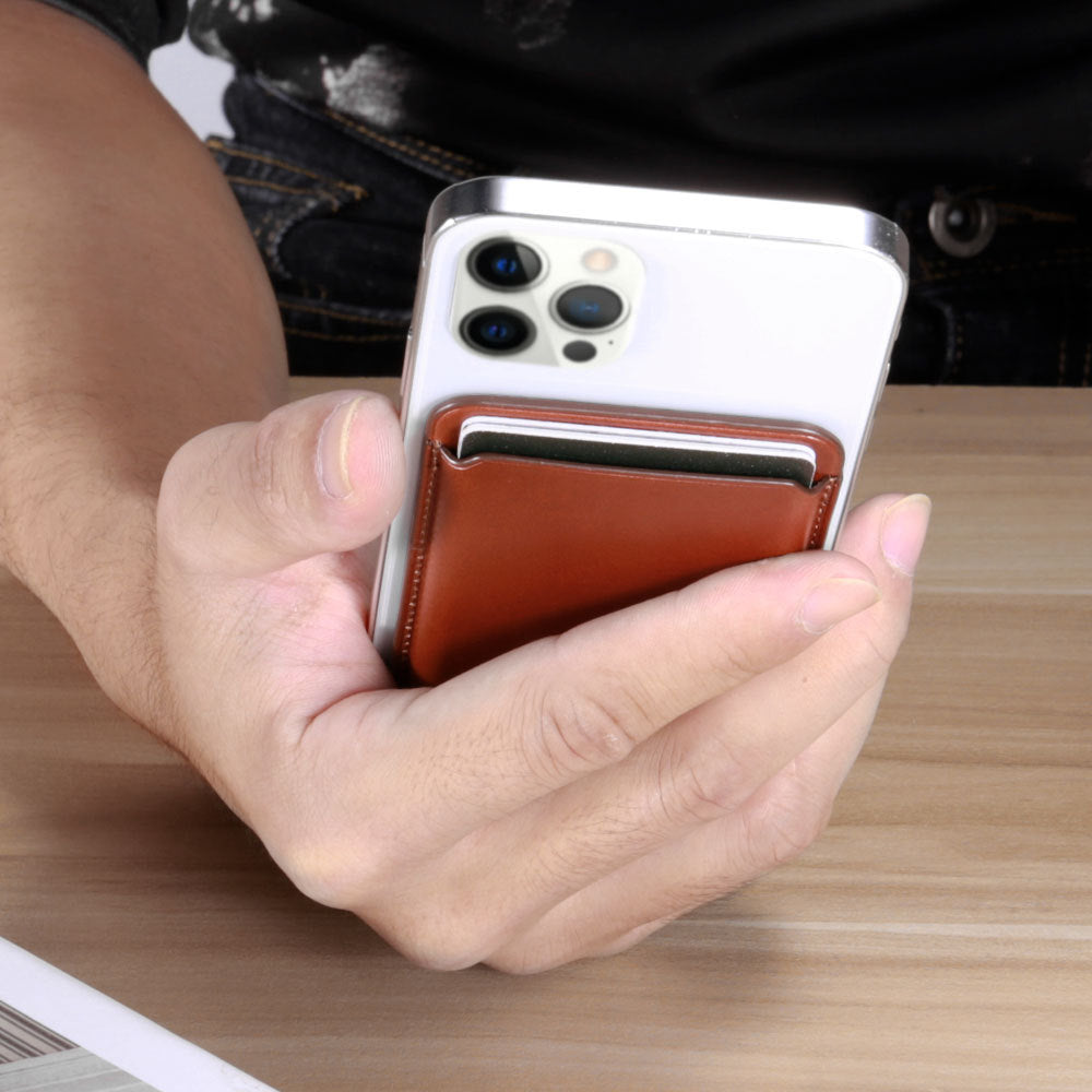 Customizable Premium Genuine Leather iPhone Card Holder Stick On Magsafe Wallet for iPhone 12/ iPhone 12 Pro/ iPhone 12 Pro Max/ iPhone 12 mini