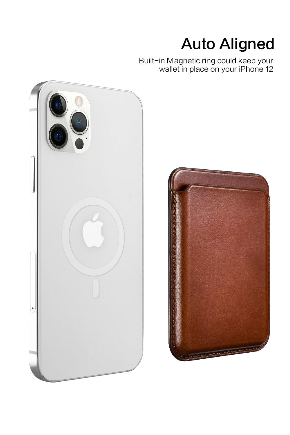 Customizable Premium Genuine Leather iPhone Card Holder Stick On Magsafe Wallet for iPhone 12/ iPhone 12 Pro/ iPhone 12 Pro Max/ iPhone 12 mini