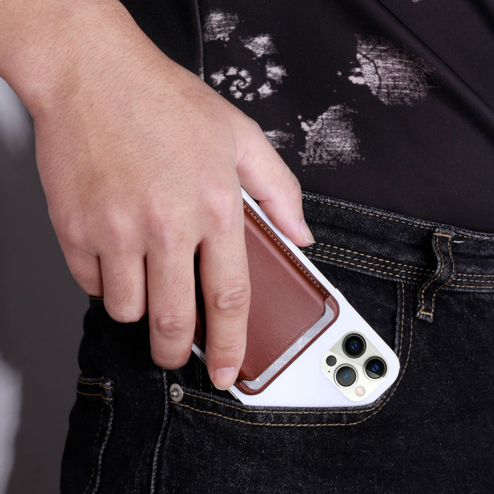 Customizable Premium Genuine Leather iPhone Card Holder Stick On Magsafe Wallet for iPhone 12/ iPhone 12 Pro/ iPhone 12 Pro Max/ iPhone 12 mini