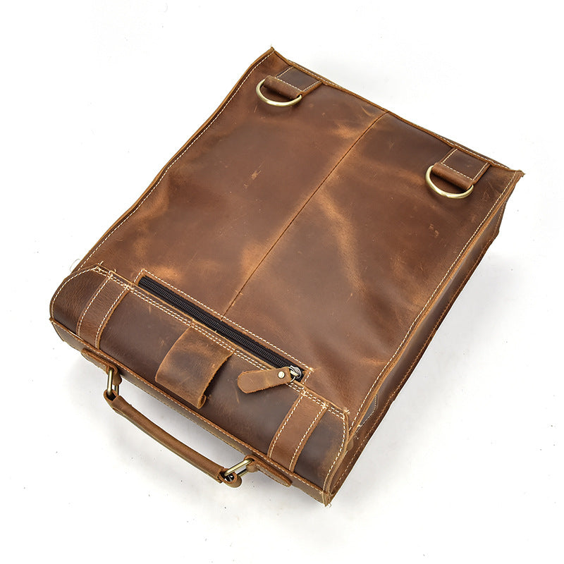 Full Grain Cowhide Leather Backpack for 14" Laptop Crossbody Bag