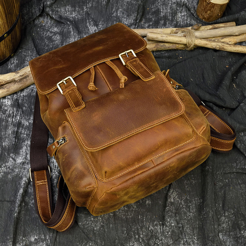 Camping Genuine Leather Backpack