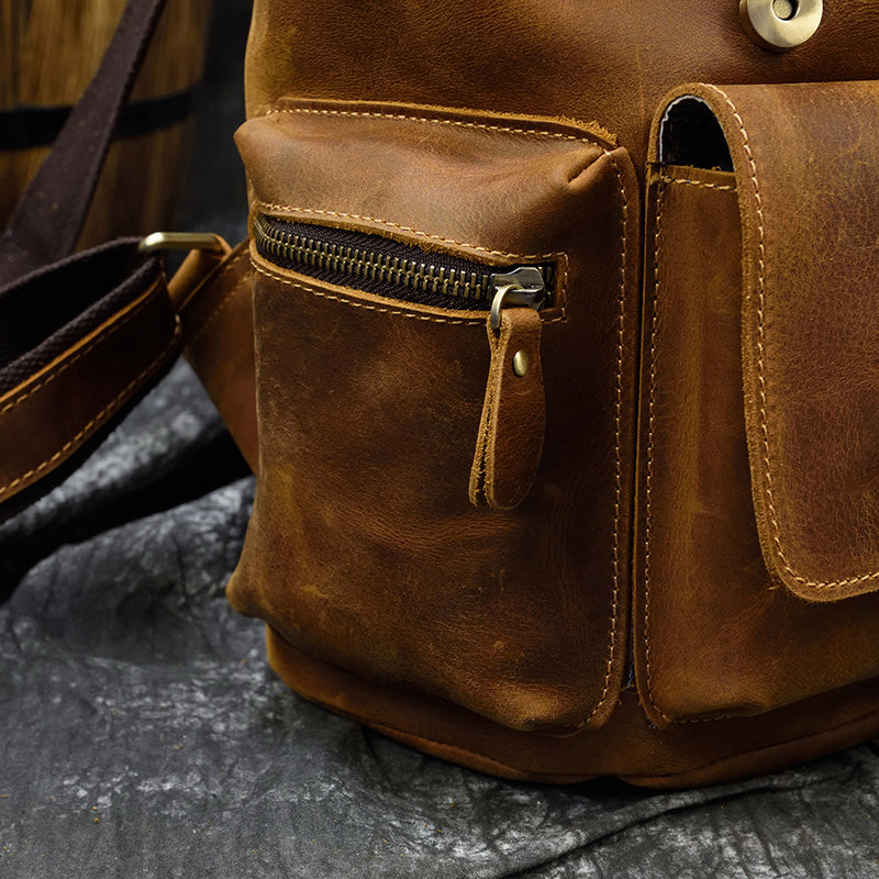 Camping Genuine Leather Backpack