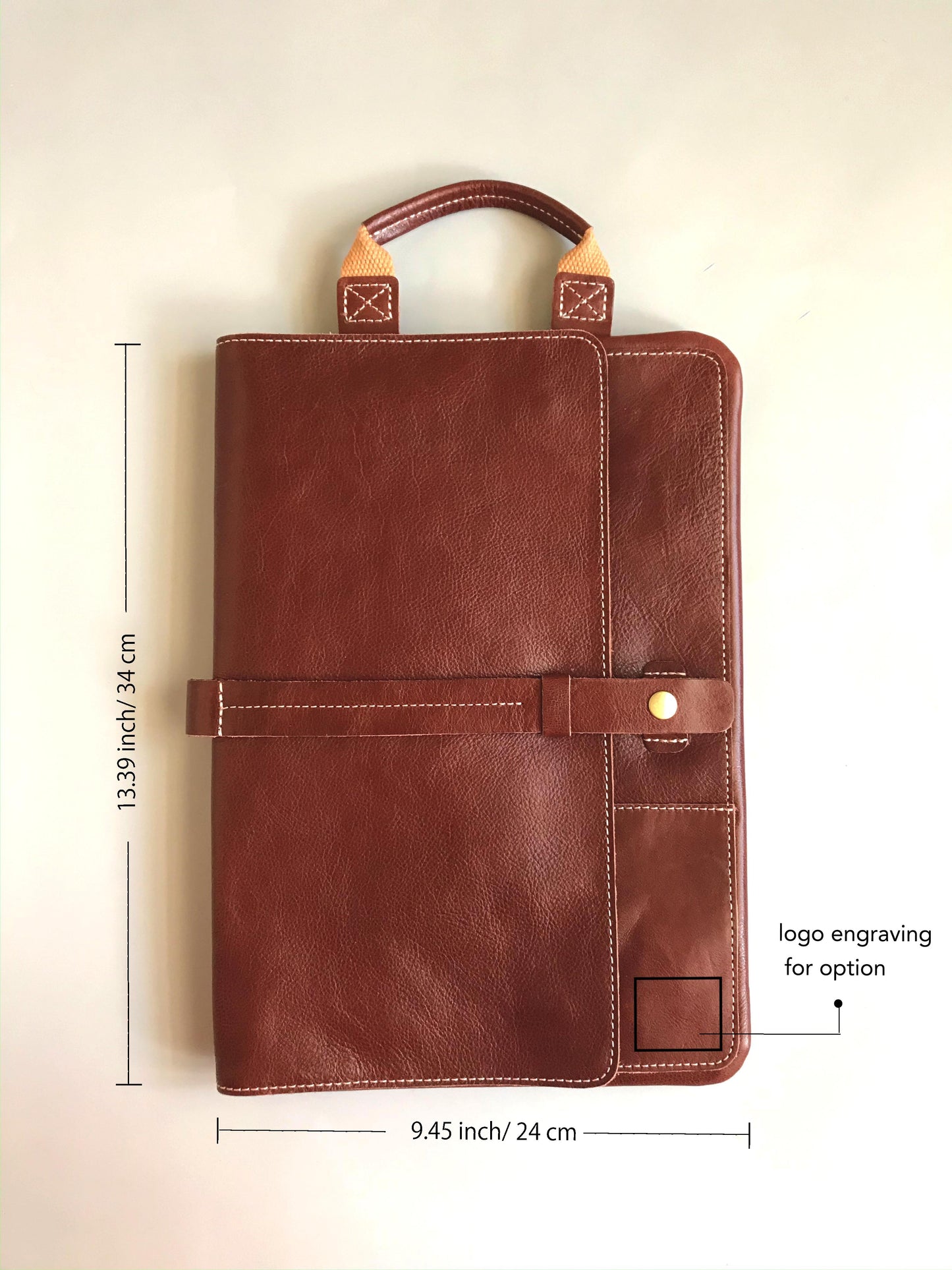 Handmade Stylish Slim Genuine Cowhide Leather Briefcase, Leather Business Portfolio/ Handbag/ iPad Holder/ Laptop Case