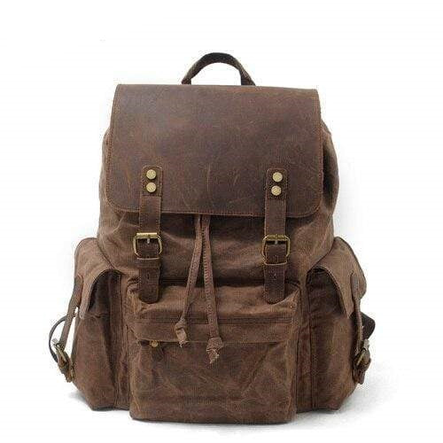 Large Capacity Waterproof Canvas Leather Unisex Backpacks