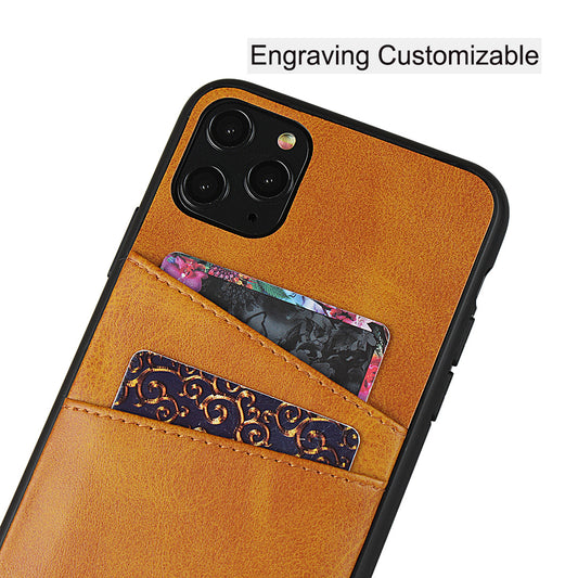 Customized Genuine Leather iPhone Case with Card Slots for iPhone 13/ iPhone 12/ iPhone 11/ iPhone XS/ iPhone 8/ iPhone 7
