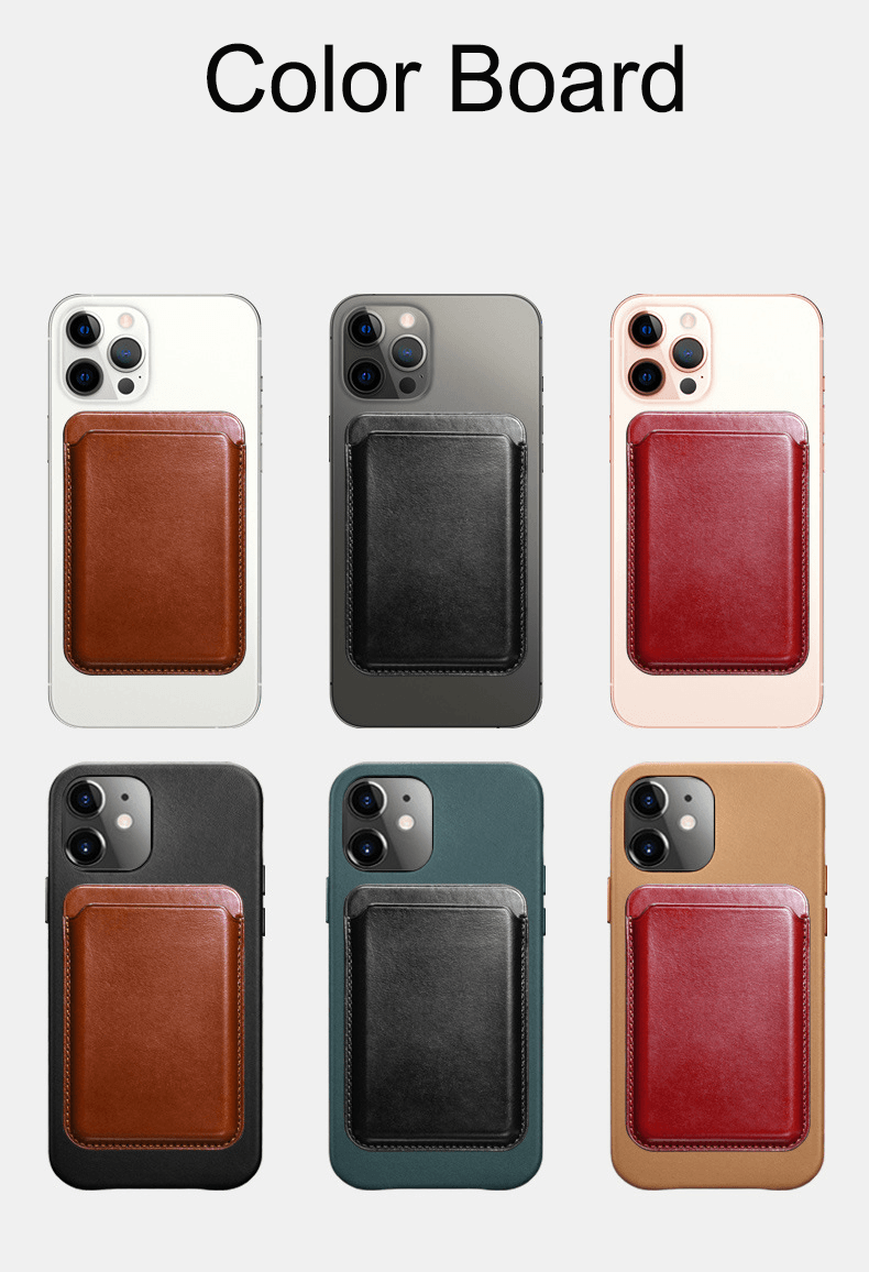 Customizable Premium Genuine Leather iPhone Card Holder Stick On Magsafe Wallet for iPhone 12/ iPhone 12 Pro/ iPhone 12 Pro Max/ iPhone 12 mini