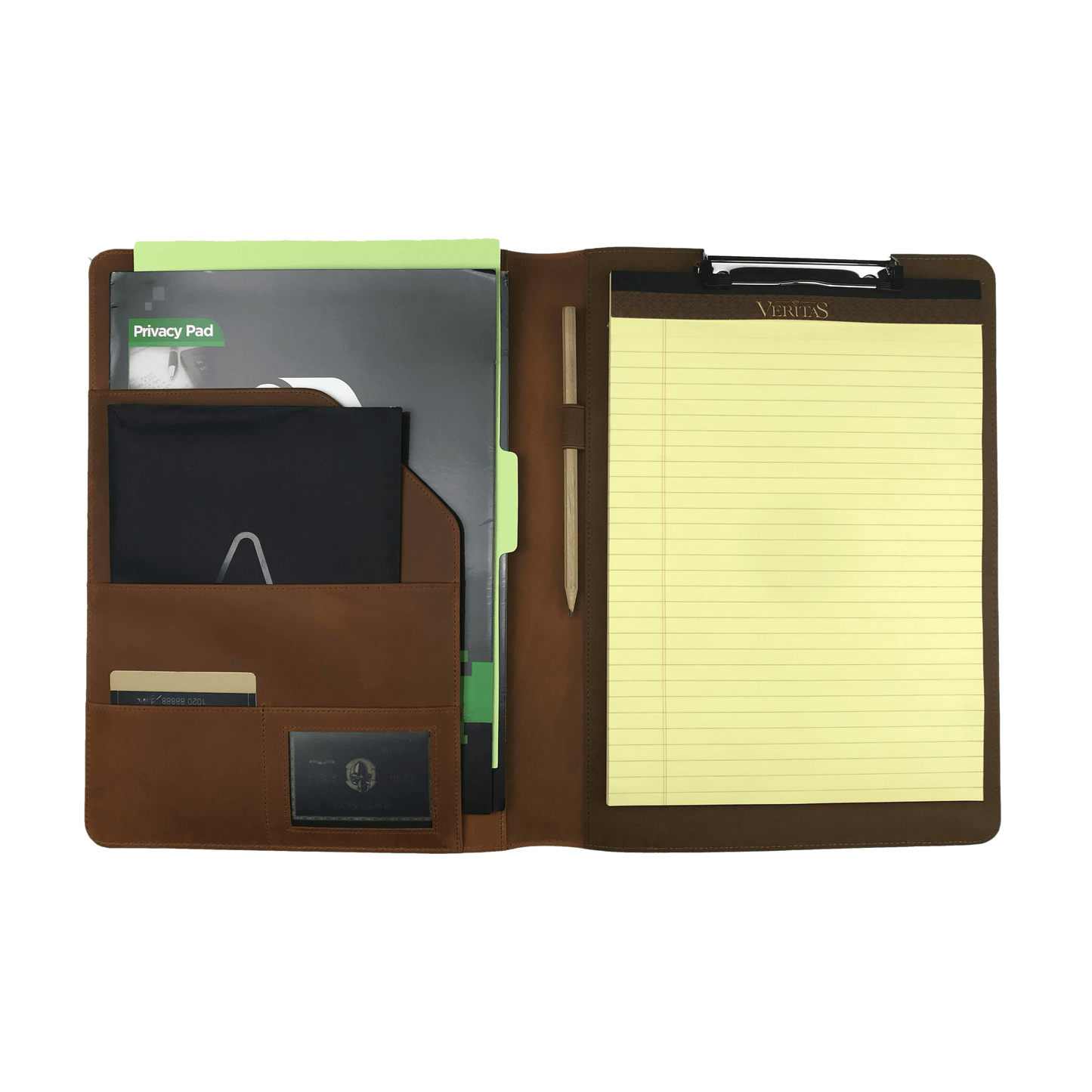 Heilolio Personalised Genuine Leather Clipboard Folder, Storage Portfolio for Legal Pad Letter Size A4 Writing Pad, Notepad ClipBoard (Tan)