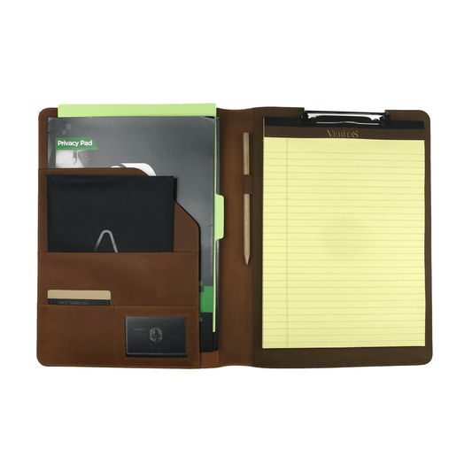 Heilolio Personalised Genuine Leather Clipboard Folder, Storage Portfolio for Legal Pad Letter Size A4 Writing Pad, Notepad ClipBoard (Tan)