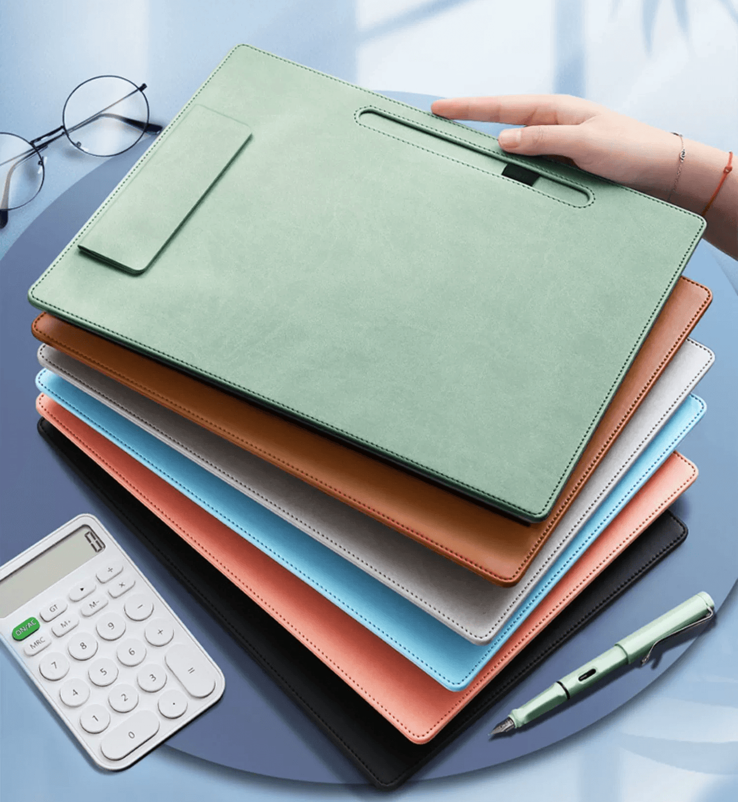 Custom A4 Vegan Leather Folder Clipboard for Office | Memo Clipboard | Meeting Clipboard with Pen Holder