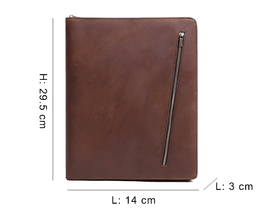 Genuine Leather Padfolio with Insert Holder, A5 File Folder with Pouch, A5 Leather Portfolio, Gifts for Him/ Her