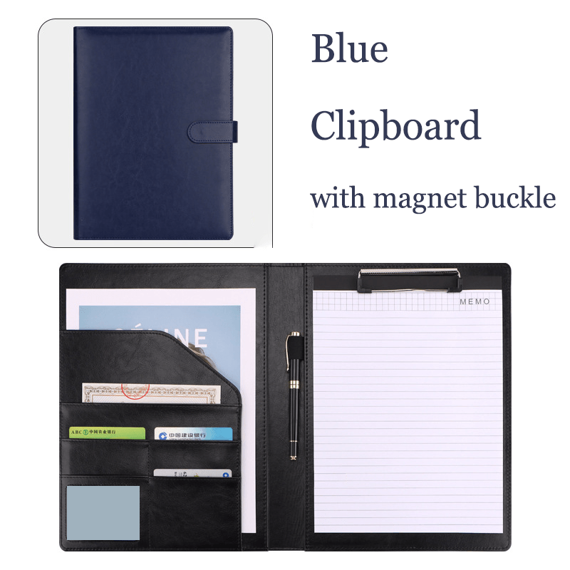 A4 Vegan Leather Folder Clipboard with Magnet Buckle for Men/ Women