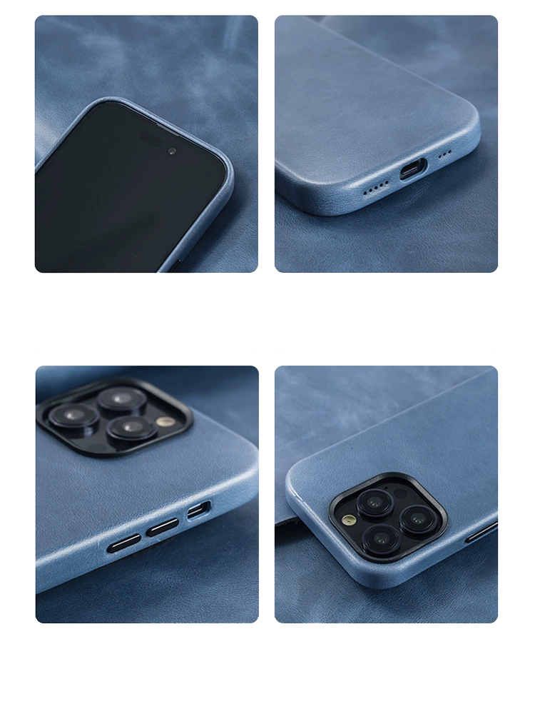 Custom Premium Genuine Leather Case for iPhone 15/ iPhone 14/ iPhone 13/ iPhone 12 with MagSafe