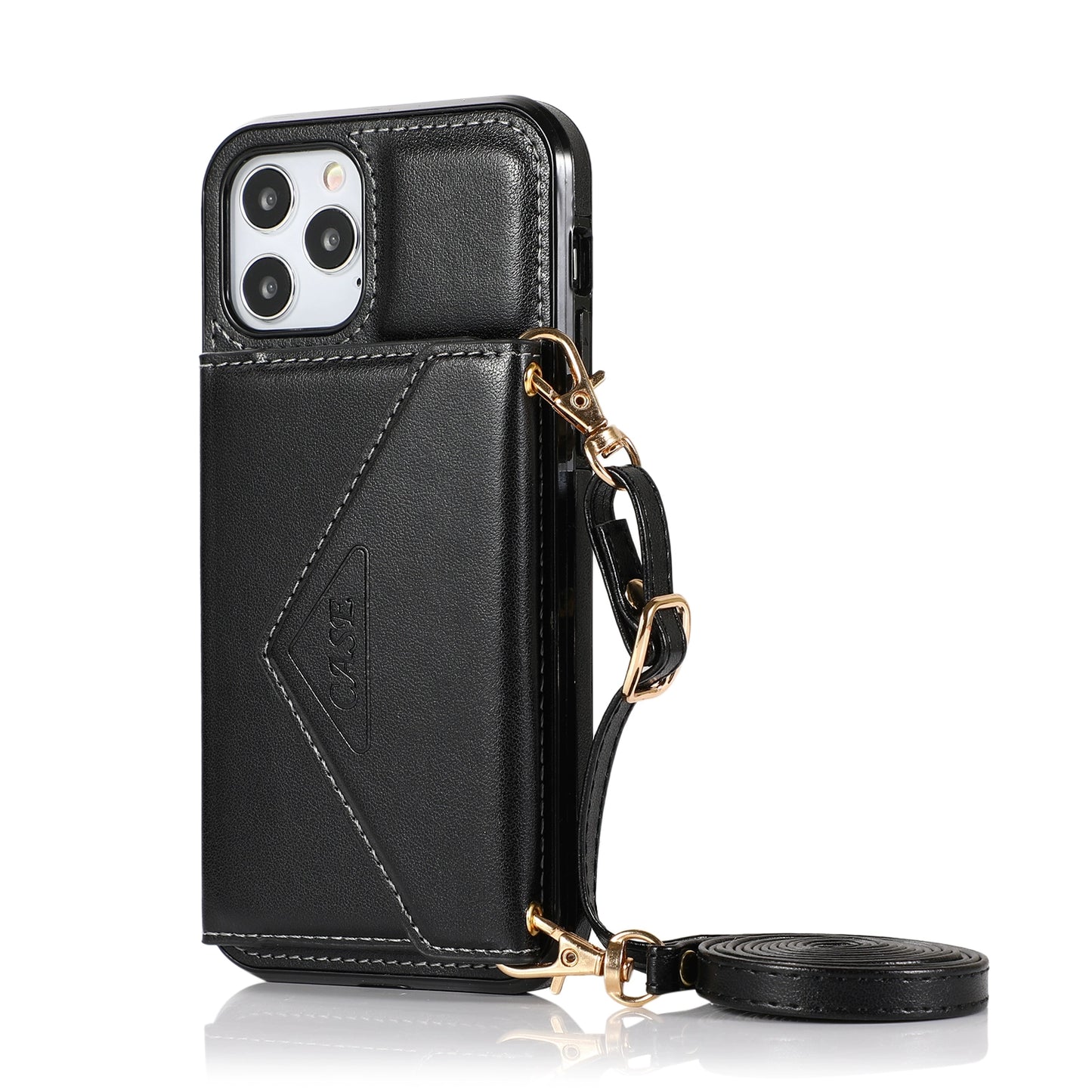 Personalized Leather iPhone Case Wallet for iPhone 13/ iPhone 12/ iPhone 11/ iPhone 7/ iPhone 8/ iPhone X, Trifold Stand Wallet with Crossbody Strap