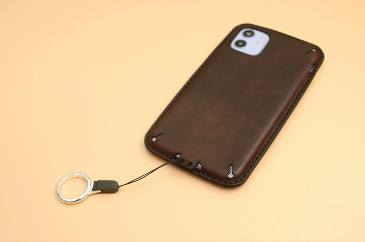 Engraving Customisable Genuine Leather iPhone Case Wallet with Strap for iPhone 14/ iPhone 13/ iPhone 12/ iPhone 11/ iPhone XR