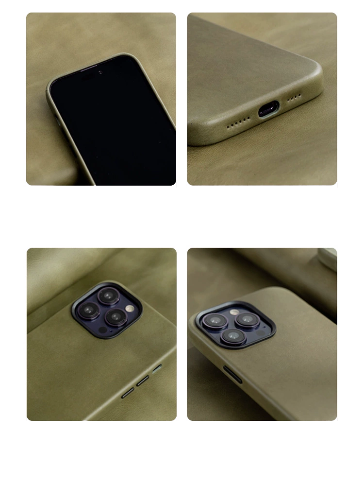 Custom Premium Genuine Leather Case for iPhone 15/ iPhone 14/ iPhone 13/ iPhone 12 with MagSafe