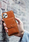 Customizable Leather iPhone Case Wallet with Button Closure for iPhone 12/ iPhone 11/ iPhone XS/ iPhone 8/ iPhone 7/ iPhone 6/ iPhone SE 2nd