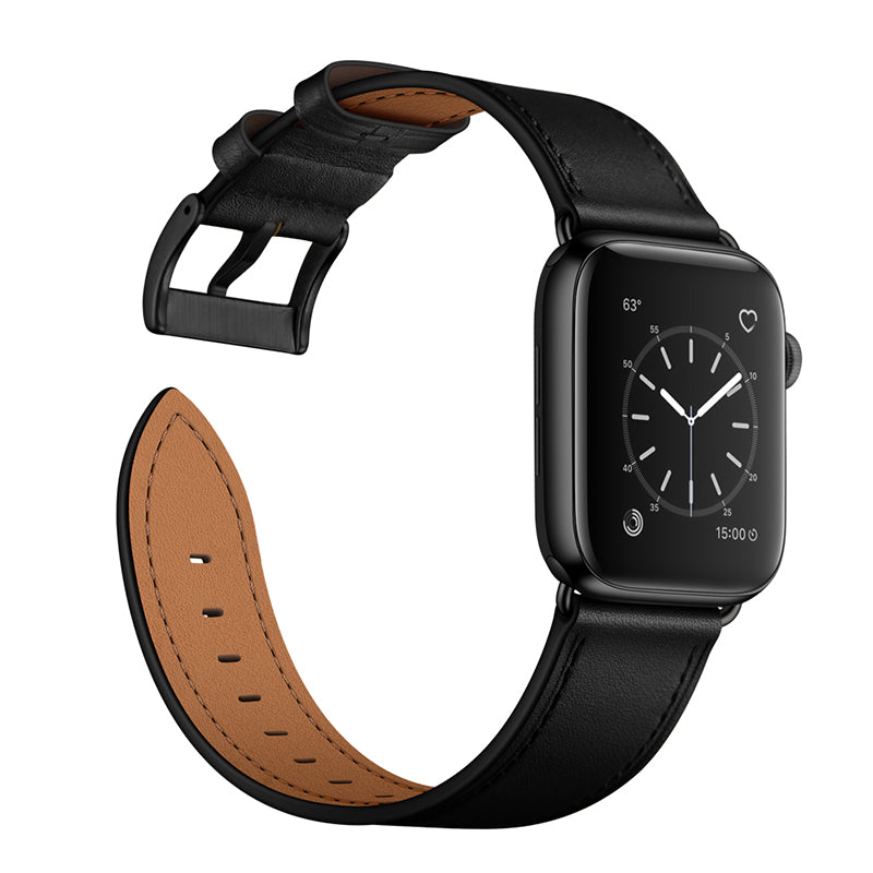 Personalized Genuine Leather Watch Band for Apple Watch Series 7/ 6/ 5/ 4/ 3/ 2/ 1/ SE + Screen Protector