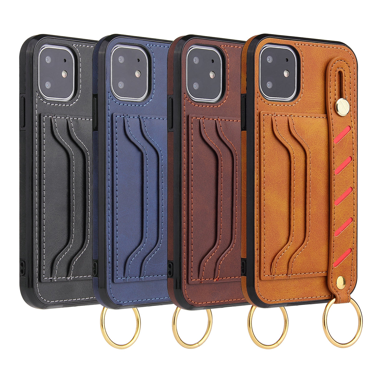 Customizable Genuine Leather iPhone Case with Strap for iPhone 13/ iPhone 12/ iPhone 11/ iPhone XS/ iPhone 8/ iPhone 7