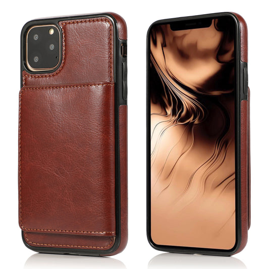 Custom Genuine Leather iPhone Case with Magnetic Button Wallet for iPhone 13/ iPhone 12/ iPhone 11/ iPhone XS/ iPhone 8/ iPhone 7/ iPhone SE 2nd Gen
