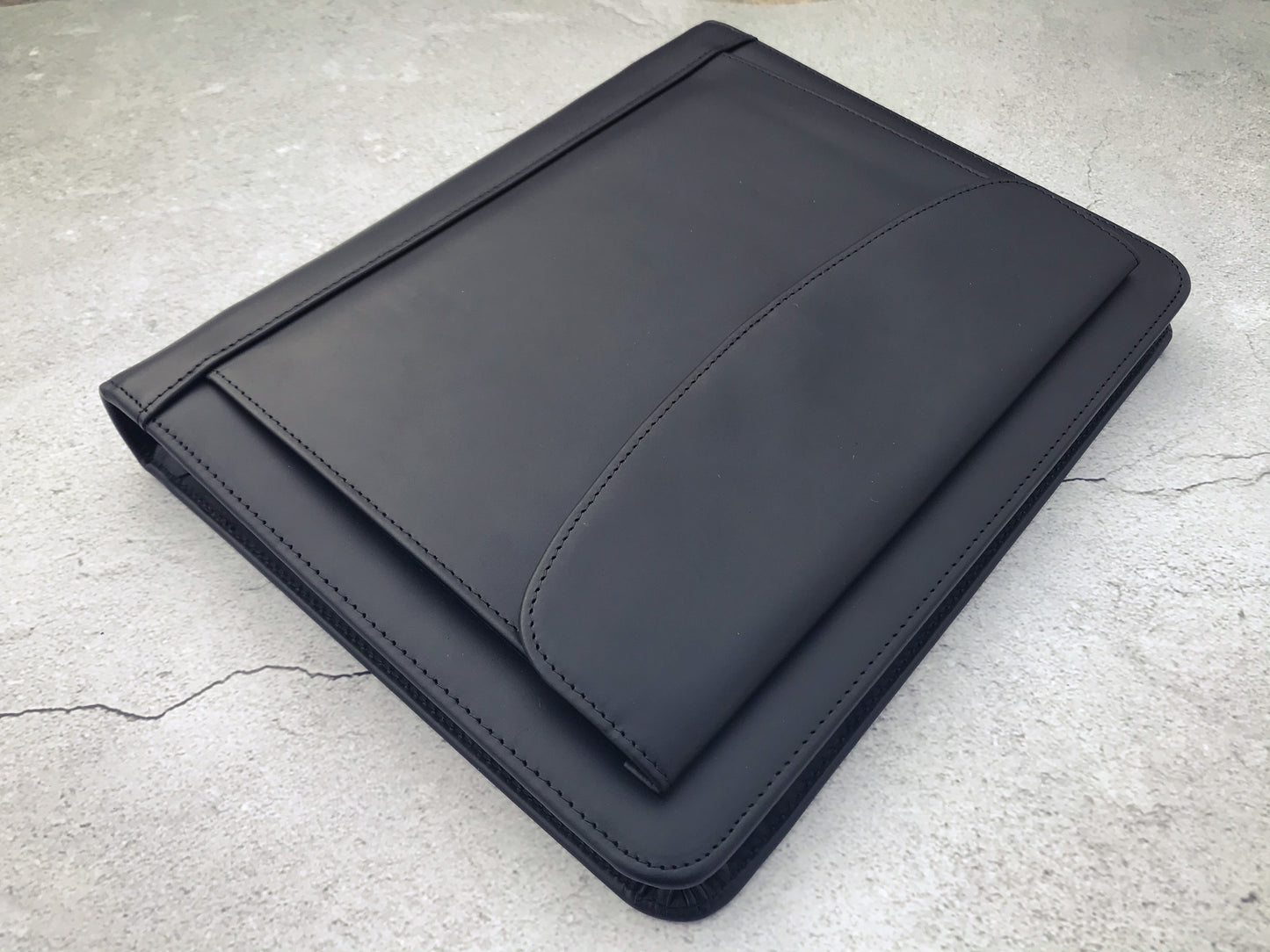 Genuine Leather Padfolio with Clipboard, A5 File Folder with Pouch, Black A5 Leather Portfolio, 2022 Special Gifts for Him/ Her