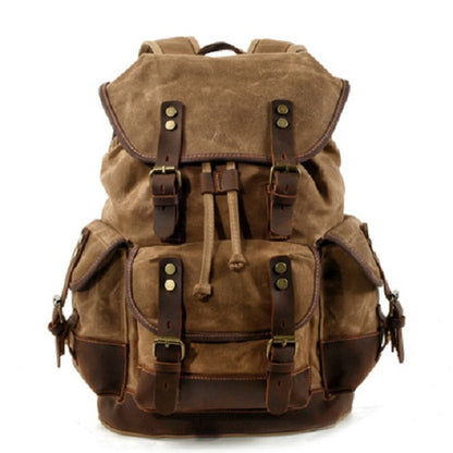 Waterproof Waxed Canvas Backpack / Leisure Rucksack - Dark Brown