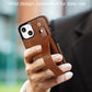 Personalized Genuine Leather iPhone Case with Card Slot and Strap for iPhone 13/ iPhone 12/ iPhone 11/ iPhone XS/ iPhone 8/ iPhone 7