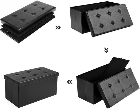 30 Inches Folding Storage Bench Black