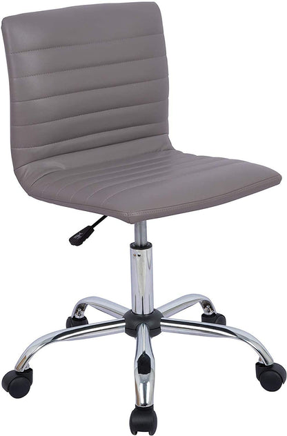 Home Office Chair, Computer Chair Adjustable Height Ribbed Low Back Armless Swivel Conference Room Task Desk Chairs, Grey