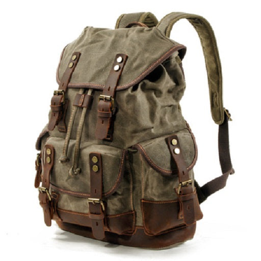 Waterproof Waxed Canvas Backpack / Leisure Rucksack - Dark Brown