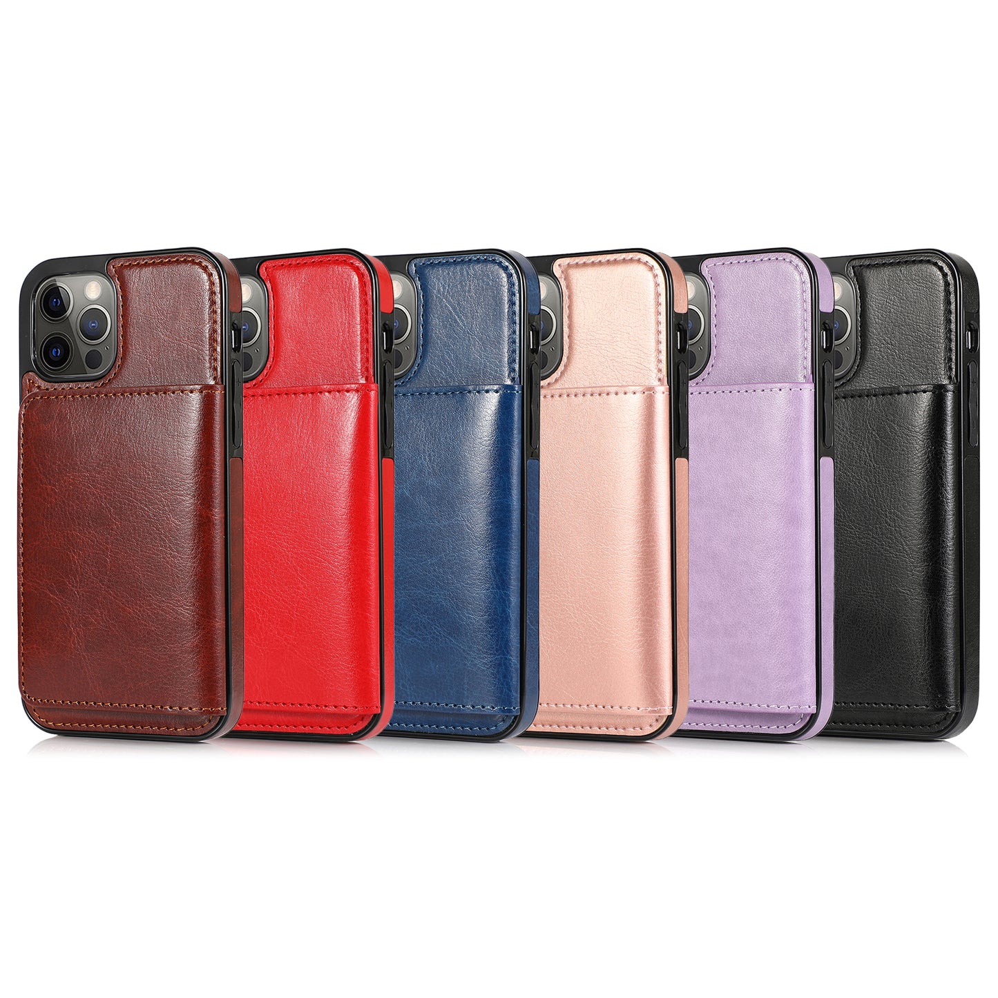 Custom Genuine Leather iPhone Case with Magnetic Button Wallet for iPhone 13/ iPhone 12/ iPhone 11/ iPhone XS/ iPhone 8/ iPhone 7/ iPhone SE 2nd Gen