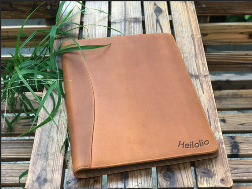 Heilolio Personalised Genuine Leather Clipboard Folder, Storage Portfolio for Legal Pad Letter Size A4 Writing Pad, Notepad ClipBoard (Tan)