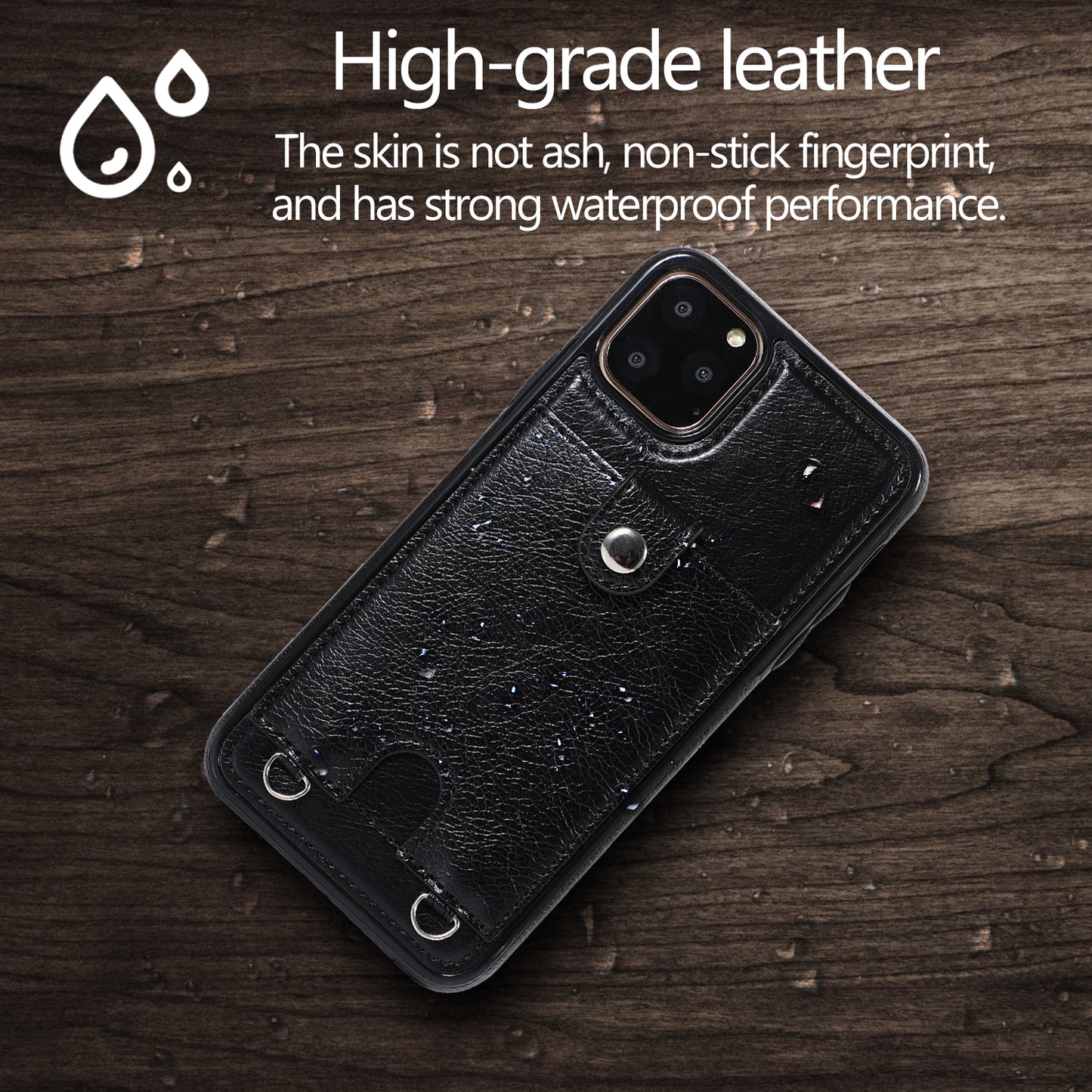 Customizable Leather iPhone Case Wallet with Shoulder Strap for iPhone 13/ iPhone 12/ iPhone 11/ iPhone XS/ iPhone 8/ iPhone 7/ iPhone SE 2nd