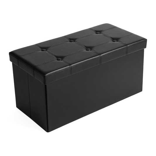 30 Inches Folding Storage Bench Black