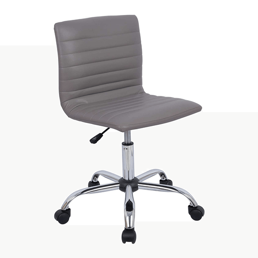 Home Office Chair, Computer Chair Adjustable Height Ribbed Low Back Armless Swivel Conference Room Task Desk Chairs, Grey